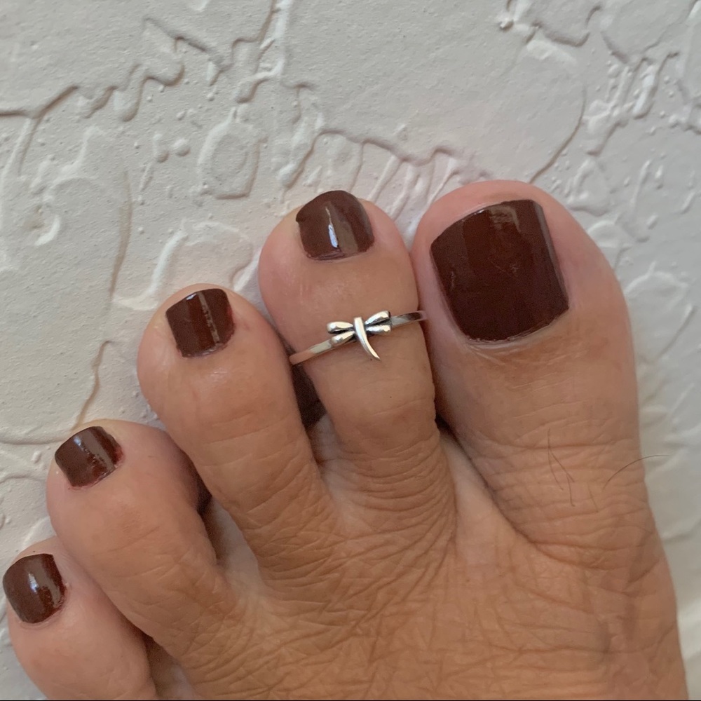 Sterling Silver Tiny Dragonfly Toe Ring - image 1